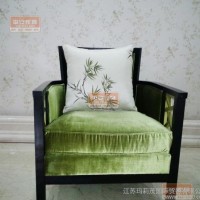 新中式实木单人沙发椅酒店会所大厅休闲沙发现代简约家具布艺沙发