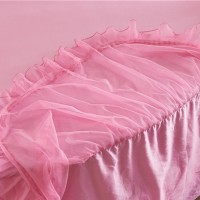 全棉圆床床裙四件套粉色物语圆床四件套可定做加大款
