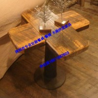 LOFT美式北欧复古实木铁艺餐桌椅组合长方形酒吧咖啡厅桌椅办公桌