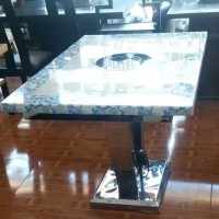 不锈钢餐厅火锅店火锅桌大理石电磁用餐台桌 定制桌子