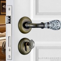 室内门锁马牌英式门锁白瓷雕花把手锁 陶瓷卧室门锁